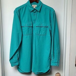 L.L.Bean Aqua Blue long sleeve button up chamois shirt M Tall